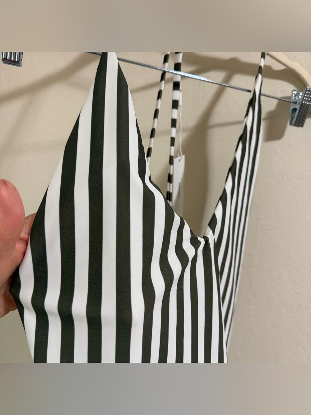 MIKOH Majorca One Piece Swimsuit NWT Large French Stripe Vetiver Olive Green - Picture 4 of 8